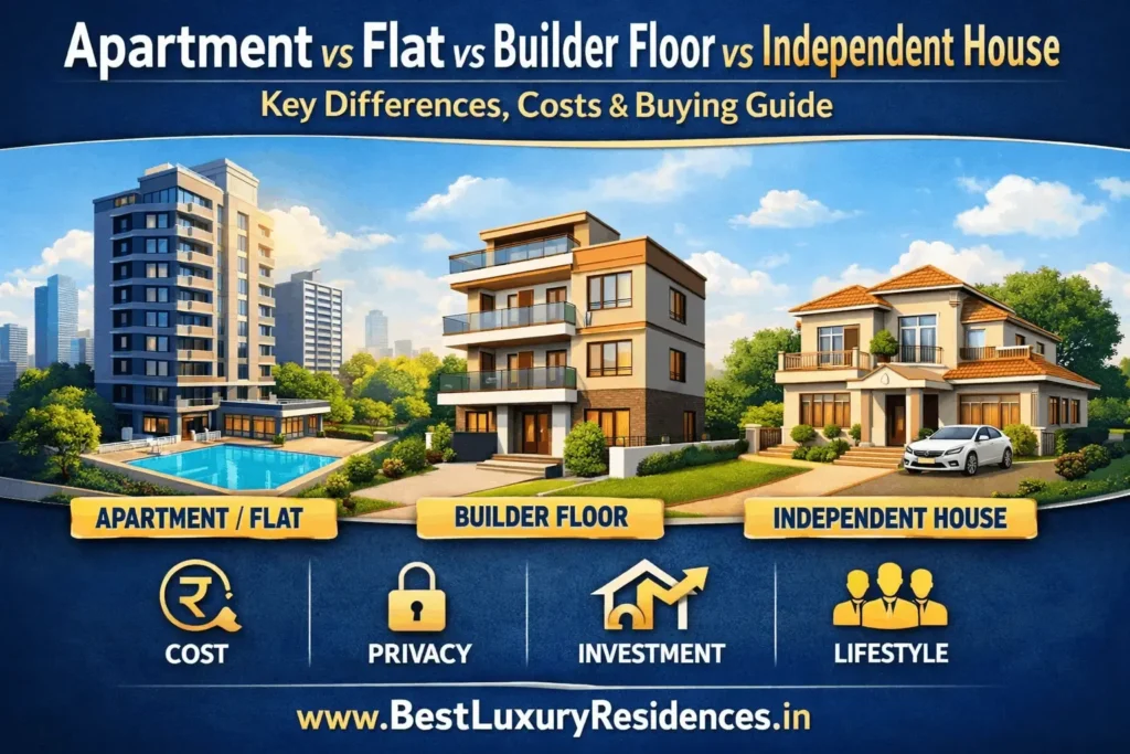 Apartment vs Flat vs Builder Floor vs Independent House comparison guide – costs privacy and investment insights 1