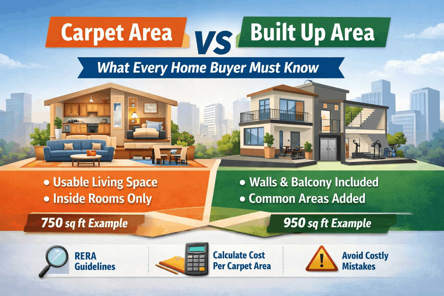 built up area vs carpet area