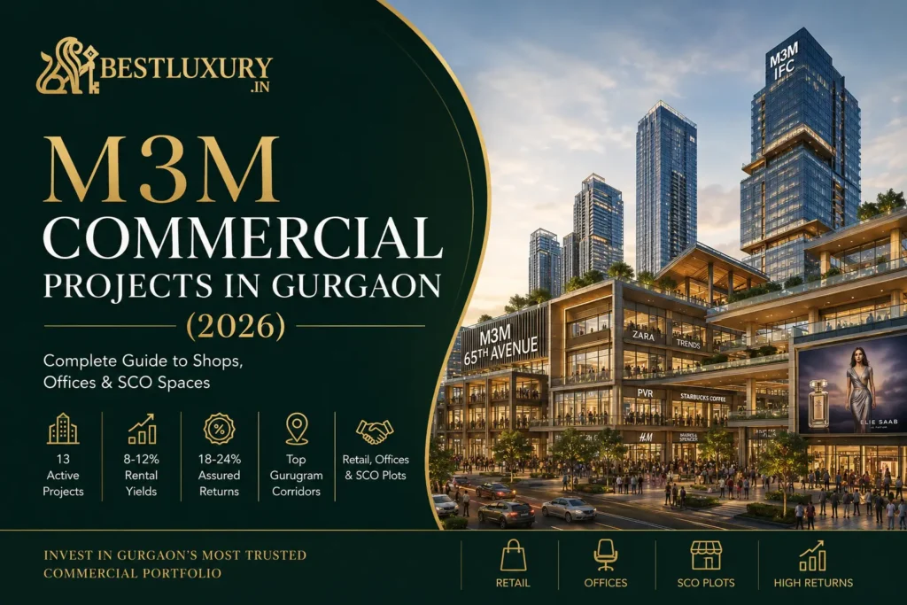 M3M commercial projects in Gurgaon 2026 featuring premium retail, offices and SCO spaces with investment opportunities across key corridors.